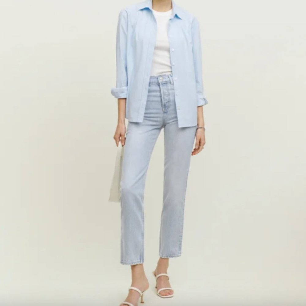 Reformation Cynthia High Rise Straight Jeans in Tahoe Wash NEVER WORN Size 26